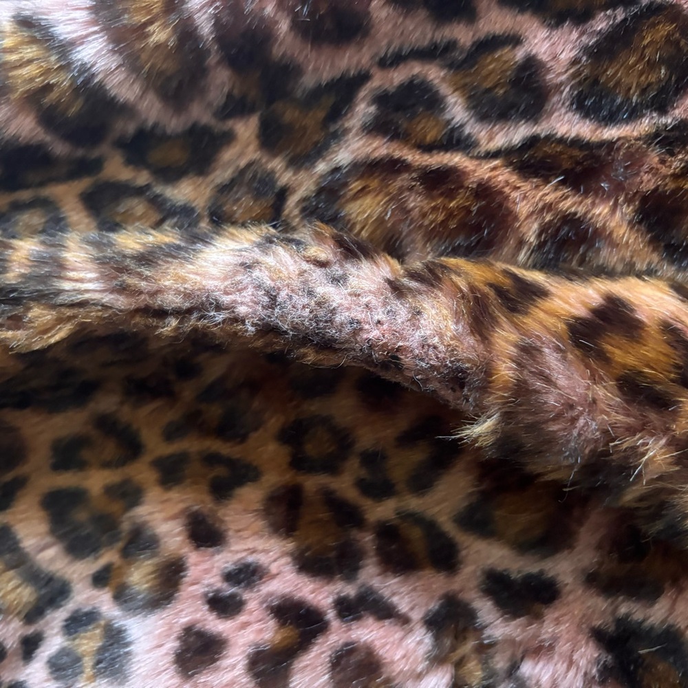 French Connection Girls' Leopard Faux Fur Pea Coat - Pink & Brown - Picture 5 of 5